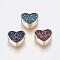 Brass Micro Pave Cubic Zirconia Beads, Long-Lasting Plated, Lead Free & Cadmium Free, Heart, Mixed Color, 9x10x4mm, Hole: 1.5mm