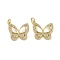 Brass Micro Pave Cubic Zirconia Pendants, Cadmium Free & Lead Free, with Shell, Real 18K Gold Plated, Butterfly, 18x20x3mm, Hole: 3.5mm