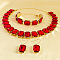 Alloy & Glass Rectangle Link Chain Necklaces & Bracelet & Dangle Earrings Sets, Golden, Red, 475mm