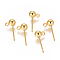 304 Stainless Steel Ear Stud Components, with Loop, Ball, Real 18K Gold Plated, 16x5mm, Hole: 1.6mm, Pin: 0.7mm