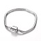 Tarnish Resistant 304 Stainless Steel European Style Round Snake Chains Bracelet Making, with European Clasps, Stainless Steel Color, 170x3mm