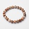 Natural Picture Jasper Round Beaded Stretch Bracelets, Inner Diameter: 2 inch(5.2cm), Beads: 8mm