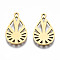201 Stainless Steel Pendants, Laser Cut, Teardrop, Golden, 19x11.5x1mm, Hole: 1.4mm