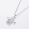 304 Stainless Steel Chain Necklaces, with Brass Micro Pave Cubic Zirconia Pendants, Angel, Stainless Steel Color, 17.52x0.06 inch(44.5x0.15cm)