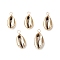 Electroplated Natural Cowrie Shell Pendants, Shell Shaped Charms with Eco-Friendly Copper Wire Loops, Golden, 25x12x6mm, Hole: 3mm