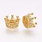 Brass Micro Pave Cubic Zirconia European Beads, Crown, Large Hole Beads, Golden, 9x7mm, Hole: 5mm