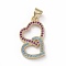 Brass Micro Pave Cubic Zirconia Pendants, Heart to Heart, Golden, 22.5x13x2mm, Hole: 3x4mm