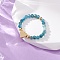 Natural Apatite Rings, with Elastic Crystal Thread & Brass Beads & Natural Stone Beads, Golden, Inner Diameter: 20mm