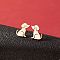 Stainless Steel Dog Stud Earrings, Left and Right, Rose Gold, 60x40mm
