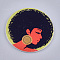 Printed Wooden Big Pendants, Dyed, Flat Round with Fashion Lady, Colorful, 60x2.5mm, Hole: 1.5mm