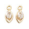 Brass Micro Pave Clear Cubic Zirconia Charms, Cadmium Free & Nickel Free & Lead Free, Horse Eye, Real 18K Gold Plated, 9.5x4.5x2.5mm, Hole: 1.2mm