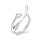 Brass Open Cuff Ring Settings, for Half-drilled Beads, Platinum, 2~8mm, Inner Diameter: 15.5mm