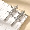 Brass Stud Earrings, Gecko, Platinum, 35x14.5mm
