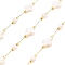 5M Ion Plating(IP) 304 Stainless Steel Chains, Soldered, with Spool, with Shell Beads, Cross, Real 18K Gold Plated, 10x8.5x3mm, about 16.40 Feet(5m)/Roll