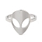 Non-Tarnish 304 Stainless Steel Alien Face Adjustable Ring for Women, Stainless Steel Color, Inner Diameter: 16.6mm