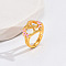 Heart & Flower Brass Pearl Pink Enamel Adjustable Finger Rings, Cadmium Free & Nickel Free & Lead Free, Golden, Letter X, 14mm, Inner Diameter: 17mm