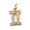 Brass Micro Pave Cubic Zirconia Charms, Cadmium Free & Lead Free, Constellation Charms, with Jump Rings, Real 18K Gold Plated, Gemini, 12x7.5x1.5mm, Hole: 3.4mm