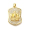 Rack Plating Brass with Cubic Zirconia Pendants, Long-Lasting Plated, Lead Free & Cadmium Free, Crown Charms, Real 18K Gold Plated, 28.5x19x7mm, Hole: 4x3.5mm