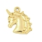 Ion Plating(IP) 304 Stainless Steel Pendants, Unicorn Charm, Real 18K Gold Plated, 22x16x2mm, Hole: 1.5mm