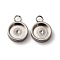 201 Stainless Steel Pendant Cabochon Settings, Flat Round, Stainless Steel Color, Tray: 6.5mm, 11x8x2.5mm, Hole: 1.8mm