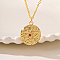 Brass Pendant Necklaces, Real 18K Gold Plated, Flat Round, 17.72 inch(450mm)