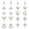 CHGCRAFT 20Pcs 10 Styles Moon Star Alloy Charms Bowknot Pendants Metal Alloy Flower Charms for Earring Necklace Valentine's Day Jewelry Making, Platinum 12mm to 30mm