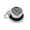 Coffee Cup with Heart 304 Stainless Steel Enamel Pendants, with Jump Ring, Stainless Steel Color, 20x16.5x10mm, Hole: 5.5mm