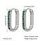 Elegant Stainless Steel Oval Hoop Earrings, with Rhinestone, Stainless Steel Color, 20.3x13.9mm