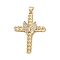 Brass Micro Pave Clear Cubic Zirconia Pendants, Cadmium Free & Nickel Free & Lead Free, Real 18K Gold Plated, Cross, Butterfly, 36x26~26.5x3~4mm, Hole: 4x3.5mm
