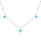 925 Sterling Silver Pave Synthetic Turquoise Moon Pendant Cable Chain Necklaces, Golden, Flower, 15.75 inch(40cm)