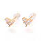 Heart Brass Micro Pave Clear Cubic Zirconia Stud Earrings, Long-Lasting Plated, Nickel Free, Real 18K Gold Plated, 5.8x7.2mm, Pin: 0.8mm