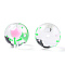 Transparent Handmade Lampwork Beads, Round with Flower Pattern, Green, 17x16x15mm, Hole: 1.8~2mm