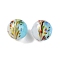 Handmade Lampwork Beads, Round with Flower, Two Tone, Sky Blue, 12x12~12.5mm, Hole: 1.2~1.6mm