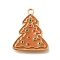 Christmas Theme Alloy Enamel Pendants, Light Gold, Christmas Tree, 22.5x18.5x2mm, Hole: 1.6mm