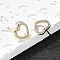 Heart Brass Micro Pave Cubic Zirconia Ear Studs, Long-Lasting Plated, Lead Free & Cadmium Free, Rack Plating, Real 18K Gold Plated, 10.5x11mm