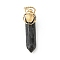 Insect Natural Labradorite Pointed Pendants, with Ion Plating(IP) Platinum & Golden Tone 304 Stainless Steel Findings, Faceted Bullet Charm, 40.5mm, Ladybug: 17.5x11.5x2.5mm, Bullet: 32.5x8.5x8mm, Hole: 3.4mm