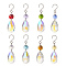 Glass Pendant Decorations, with Stainless Steel S-Hook, Teardrop, Mixed Color, 82mm, 8pcs/set