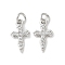 Brass Micro Pave Cubic Zirconia Charms, Cadmium Free & Nickel Free & Lead Free, Dagger Charms, with Jump Ring, Platinum, 13x7x1.5mm, Hole: 2.5mm