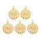 Rack Plating Brass Micro Pave Colorful Cubic Zirconia Pendants, with Jump Rings, Nickel Free, Flat Round with Evil Eyes, Real 18K Gold Plated, 18.5x16x2.5mm, Jump Ring: 5x1mm, 3mm