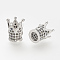 Brass Micro Pave Cubic Zirconia Beads, Cadmium Free & Lead Free, Crown, Platinum, 12x10mm, Hole: 1~5mm