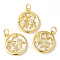 Rack Plating Brass Micro Pave Cubic Zirconia Pendants, with Shell, Long-Lasting Plated, Lead Free & Cadmium Free, Round with Human, Real 18K Gold Plated, 18x15.5x2.5mm