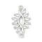 Brass Clear Cubic Zirconia Connector Charms, Long-Lasting Plated, Cadmium Free & Nickel Free & Lead Free, Platinum, Leaf, 24.5x13.5x2.5mm, Hole: 1.2mm