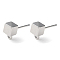 Brass Stud Earring Findings, Cadmium Free & Nickel Free & Lead Free, with Horizontal Loop, Cube, Real Platinum Plated, 8x5mm, Hole: 1.5mm, Pin: 0.7mm