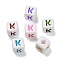 Opaque Acrylic Beads, Enamel Style, Cube with Letter, Letter K, 10x9.5x9mm, Hole: 3.8mm, about 560pcs/500g
