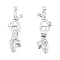 Brass Fold Over Clasps, Nickel Free, Bowknot, Platinum, Bowknot1: 19x9.5x5mm, Hole: 1.2mm, Bowknot2: 17x7.5x5.5mm
