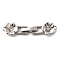 Brass Micro Pave Clear Cubic Zirconia Fold Over Clasps, Flower, Platinum, 32.5x8x3mm, Hole: 1mm
