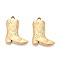 304 Stainless Steel Pendants, Cowboy Boots with Flower, Ion Plating(IP), Real 18K Gold Plated, 27.5x21x2.5mm, Hole: 1.6mm
