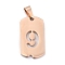 Ion Plating(IP) 304 Stainless Steel Pendants, Manual Polishing, Rectangle with Number, Rose Gold, Num.9, 27.5x14.5x1.5mm, Hole: 3.5mm