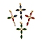 Brass Micro Pave Cubic Zirconia Pendants, Cross, Lead Free & Cadmium Free, Long-Lasting Plated, Real 18K Gold Plated, Rack Plating, Mixed Color, 37x25x4mm, Hole: 4x3.5mm