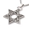 Alloy David Star Pendant Necklace with 201 Stainless Steel Box Chains, Gothic Jewelry for Men Women, Antique Silver & Stainless Steel Color, 23.62 inch(60cm)